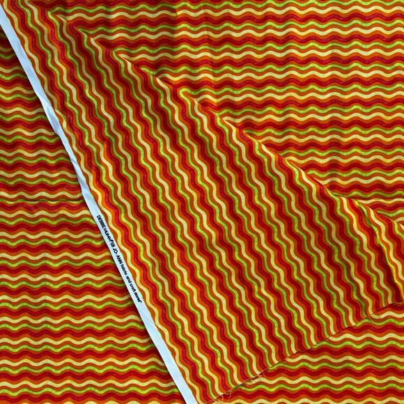 Debbie Mumm fabric remnant for Joann’s Fabrics bright orange yellow wavy stripes - Picture 4 of 5